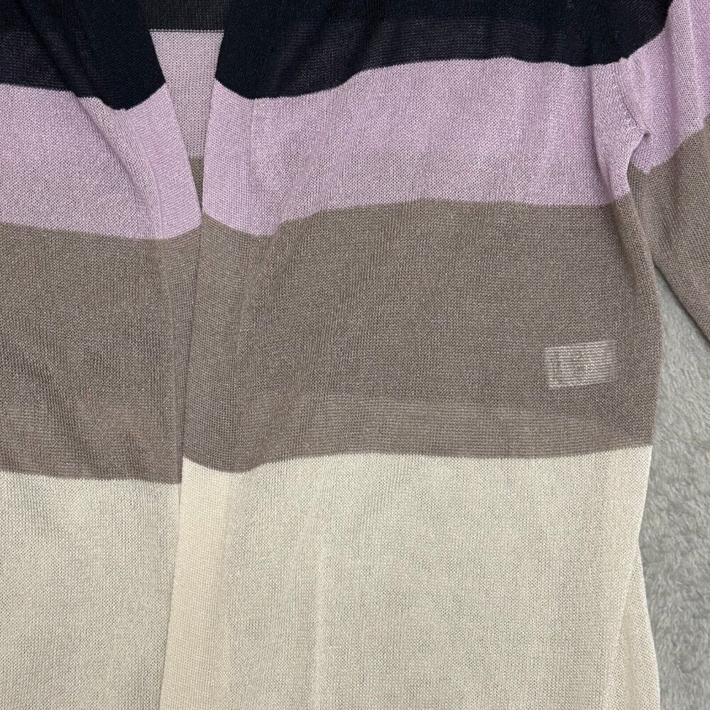 Cato Est 1946 Sweater Womens Small Multicolor Striped Cardigan Open Front - Picture 10 of 16